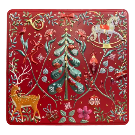 Metallboks X-mas Ornaments rød kvadr