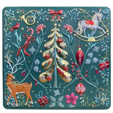 Metallboks X-mas Ornaments grønn kvadr