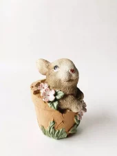 Kanin i blomsterpotte 7x9cm