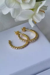 Øreringer forgylt sølv zirkonia 20mm