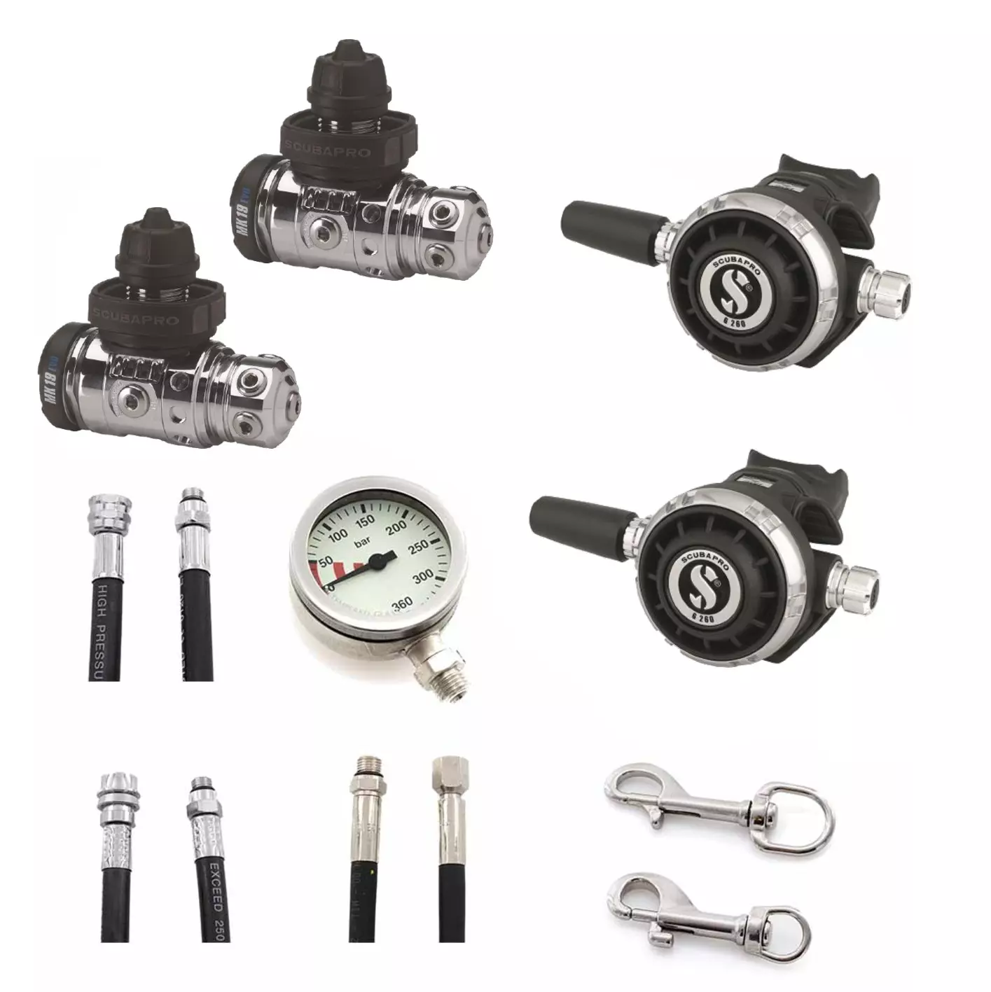 Scubapro Mk19 Evo/G260 Ti Komplett Enkeltflaskeventilsett