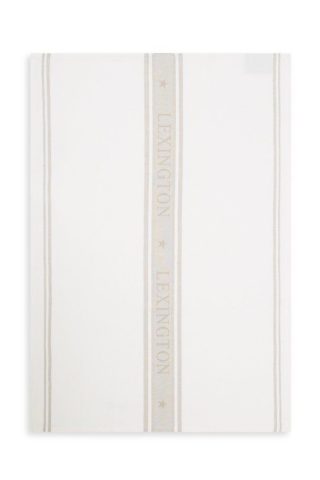 Icons Cotton Jaquard Star Kitcken Towel, White/Beige