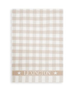 Icons  checked kitchen towel  beige/white