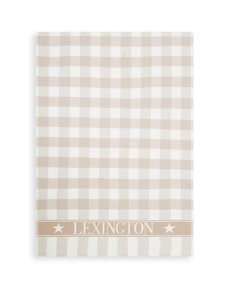 Icons  checked kitchen towel  beige/white