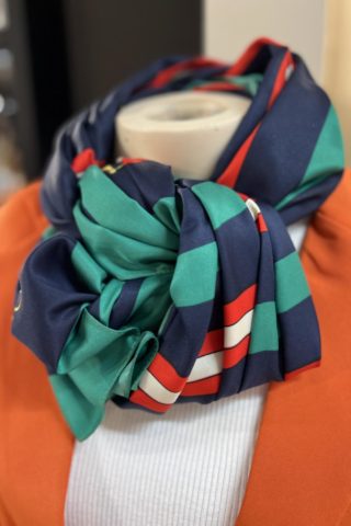 Silk scarf-silk look navy