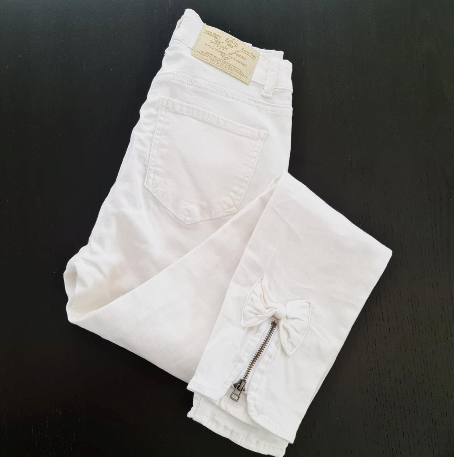 BOW TWILL PANTS WHITE
