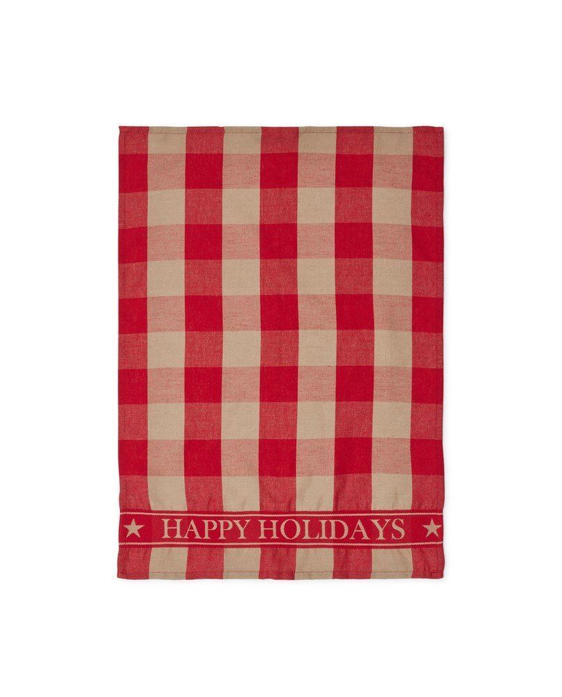 HAPPY HOLIDAYS ORG COTTON RED/