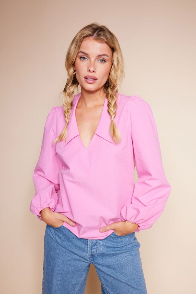 Donna solid blouse strong pink