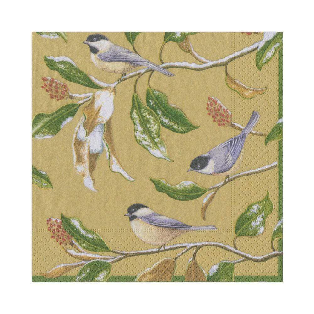 Napkin gold chikadee&magnolia