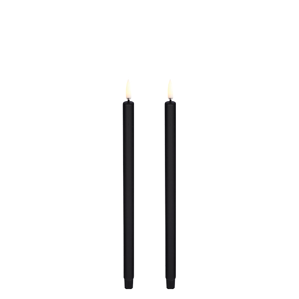 Led mini taper candle, black, 2pk, 1,3*25cm