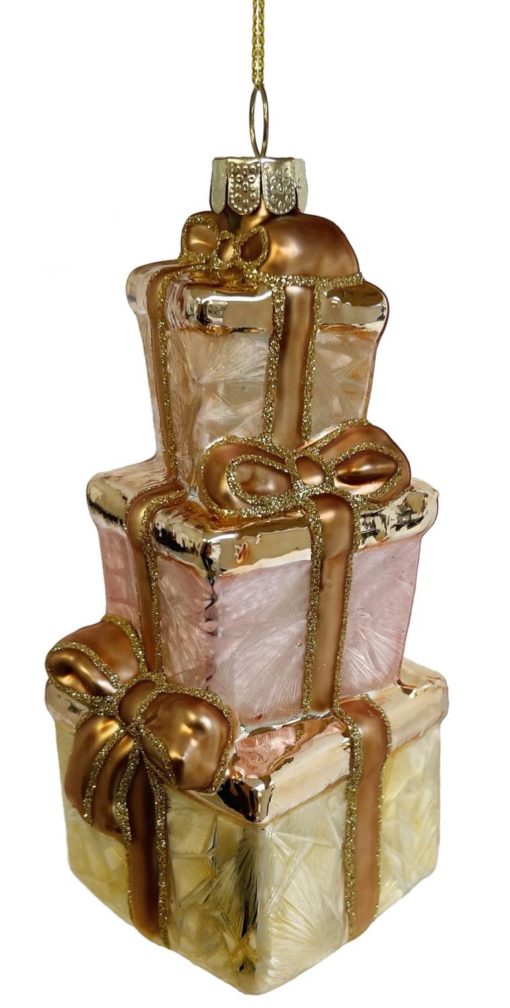 Glass gift box pink-gold 12cm