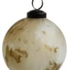 Glass ball white mat gold marble finish 9cm