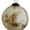 Glass ball white mat gold marble finish 15cm