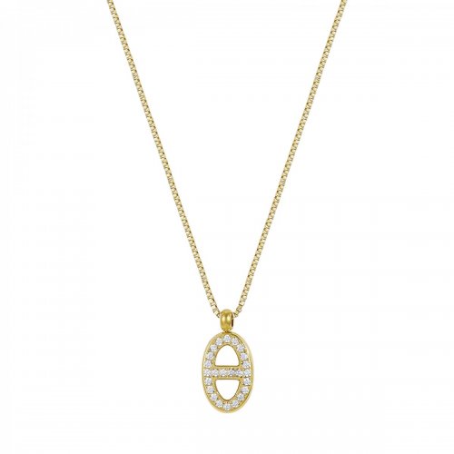 Nikki Crystal Necklace, Clear/Gold