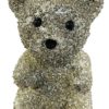 Glass glitter sitting bear silver 17cm