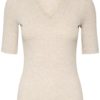 DagnaIW Melange V T-Shirt-Ecru