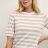 Kamilo short sleeve knit, chalk/sand melange