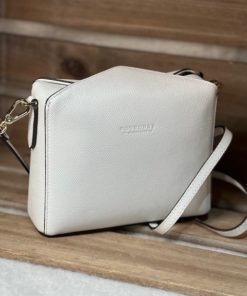 Cowhide leather convertible clutch, blanc