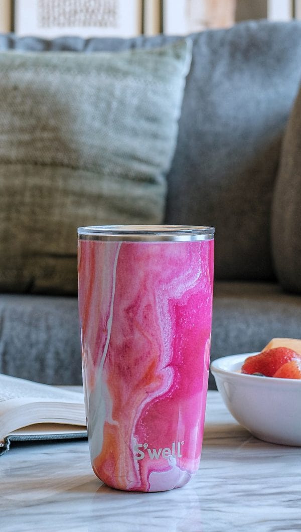 Rose Agate tumbler with lid 530 ML