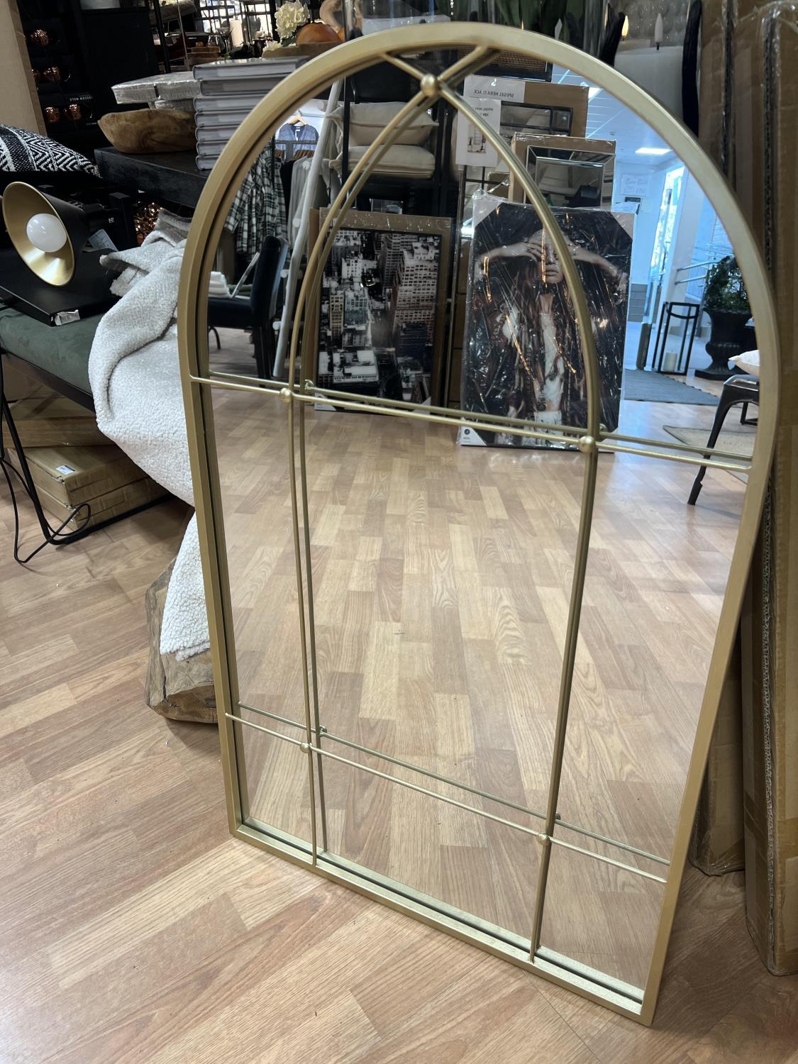 Speil ovalt/vindu metall gull 55*90*5cm