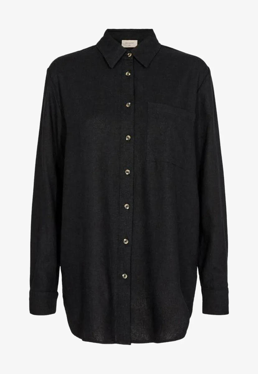 Fqlava-shirt simple with pocket, black