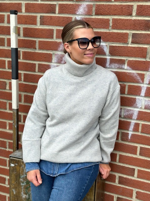 Katy solid sweater, grey melange