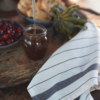 Cotton/linnen striped kitchen towel, white/dark grey