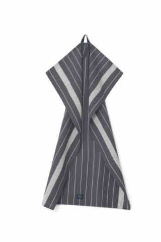 Cotton/linnen striped kitchen towel, dark grey/white