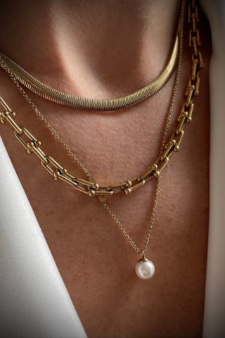 Shellpearl Short Necklace Gold