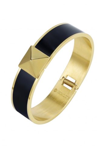 Rivet enamel Large bracelet black/gold
