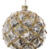 GLASS BALL ANTIQUE GOLD/WITH GLITTER10CM