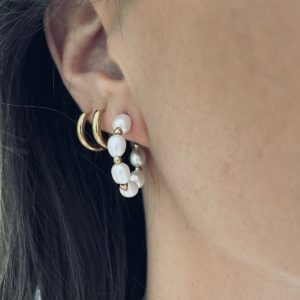 Pearl Hoop Earring Gold