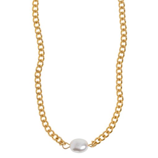 ESTELLE - PEARL CHAIN NECKLACE STAINLESS STEEL