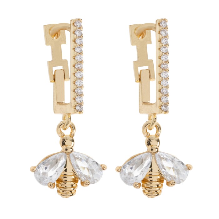 Beatrice_crystal Bee Hoop earrings