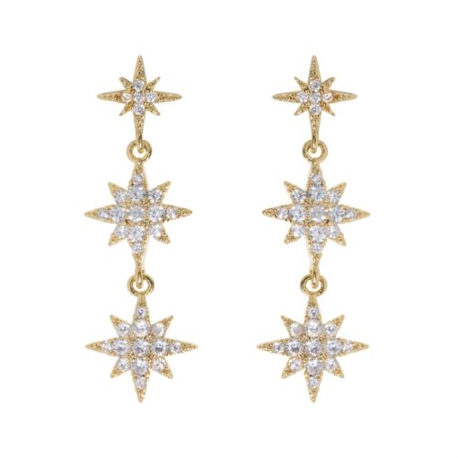 Aurora-dangling crystal star stud earrings
