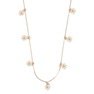 Small flower bead neclace-white