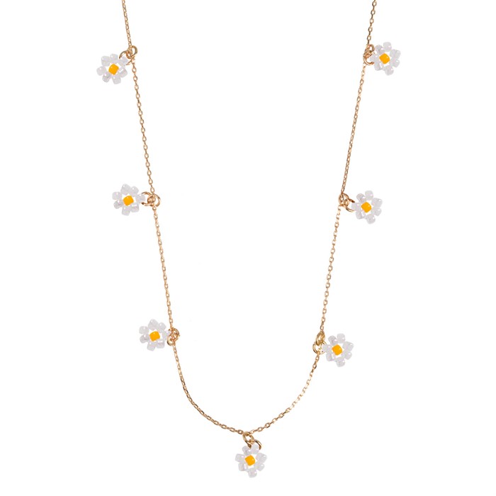 Small flower bead neclace-white