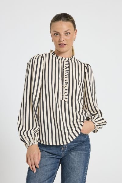 FQNOTO-blouse,off white/black stripe