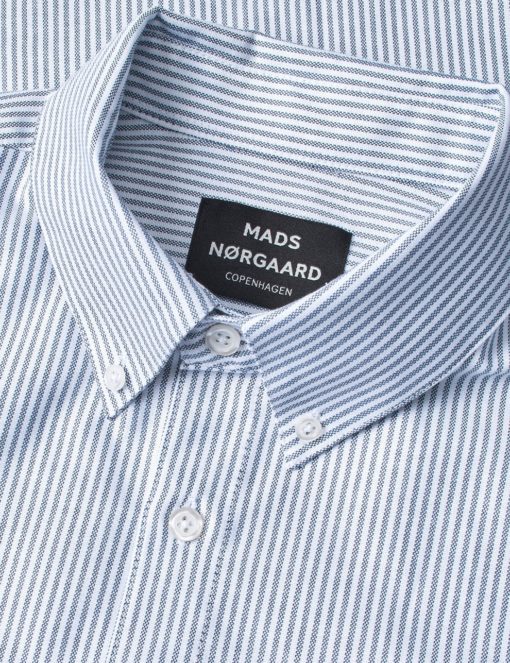 Cotton Oxford Sune Stripe Shirt BD,White/Midnight navy