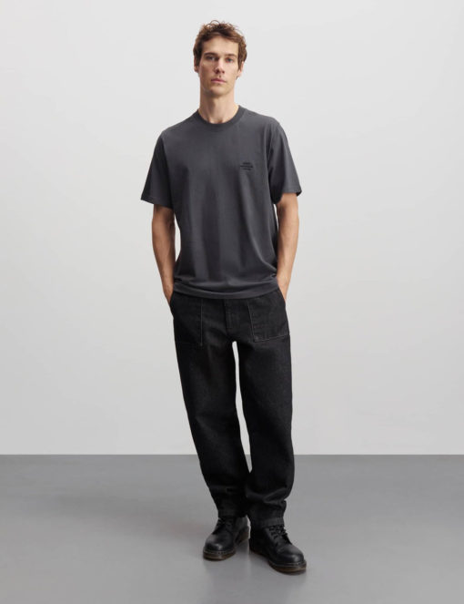 Cotton Jersey Frode Emb Logo Tee, Black oyster