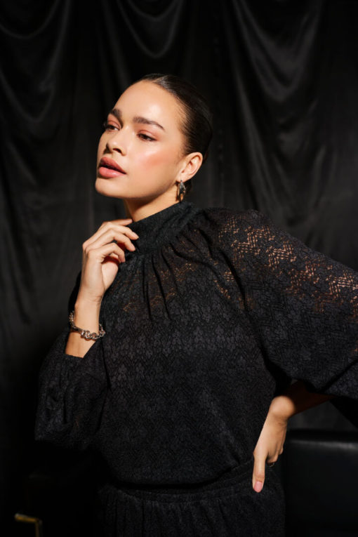 KAsmilla Lace Blouse,Black dDeep