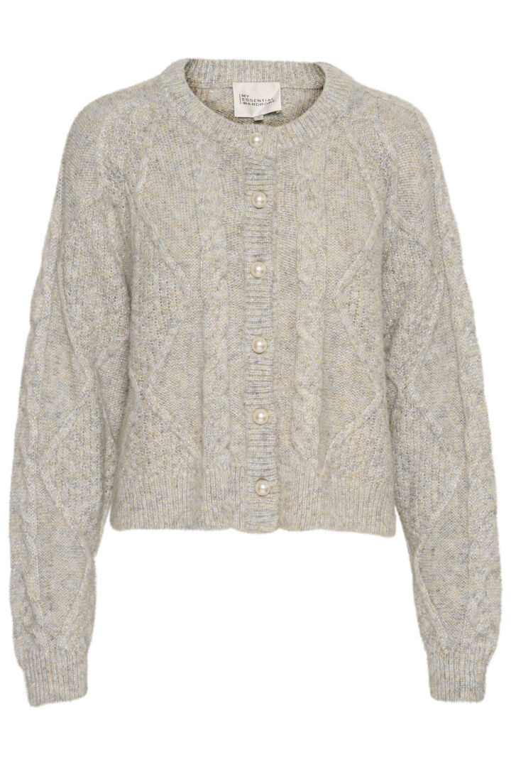 VeraMW Knit cardigan, light grey glitter