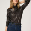 KaliraMW rollneck blouse, black with gun metalic