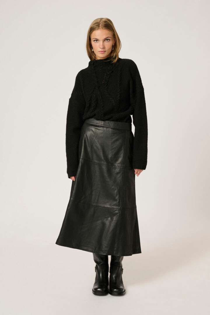 KarenMW Leather skirt,Black