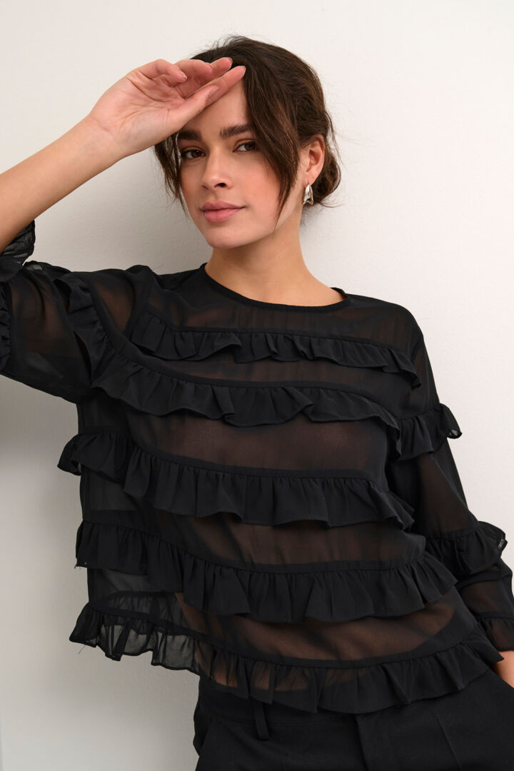 KAninna O-neck blouse, black deep