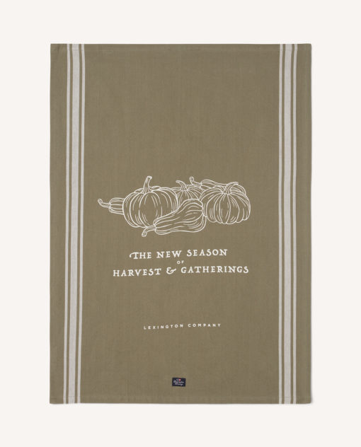 Cotton kitchen Towel,Harvest&Gaterings org,olive/white