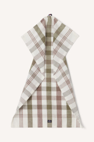 Checked linnen/cotton Kitchen towel,Olive/white/brown