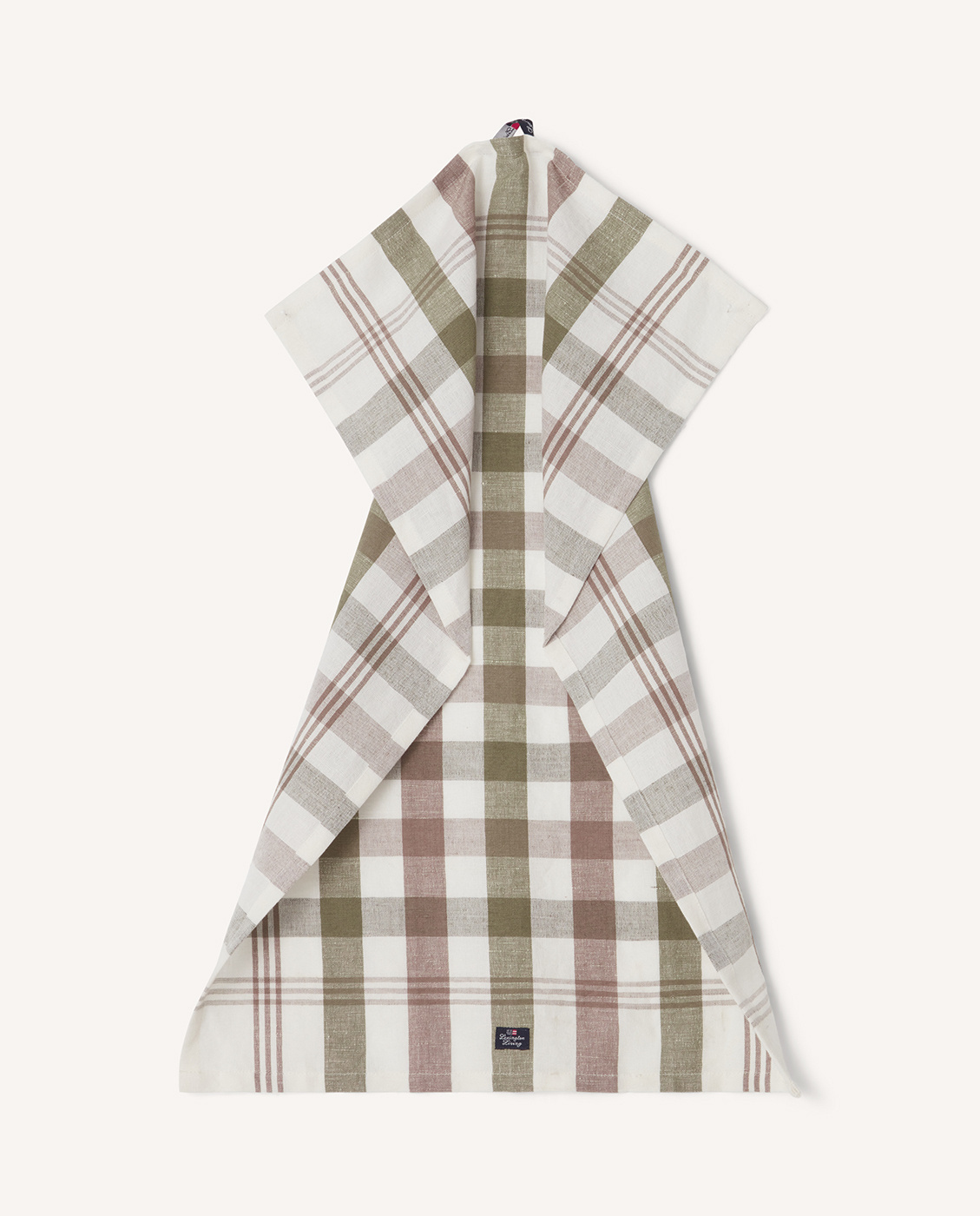 Checked linnen/cotton Kitchen towel,Olive/white/brown