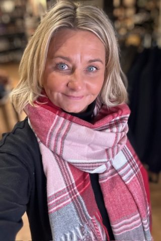 Kristel vevd scarf,røde tone