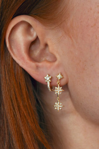 AURORA - dangling crystal star stud earrings